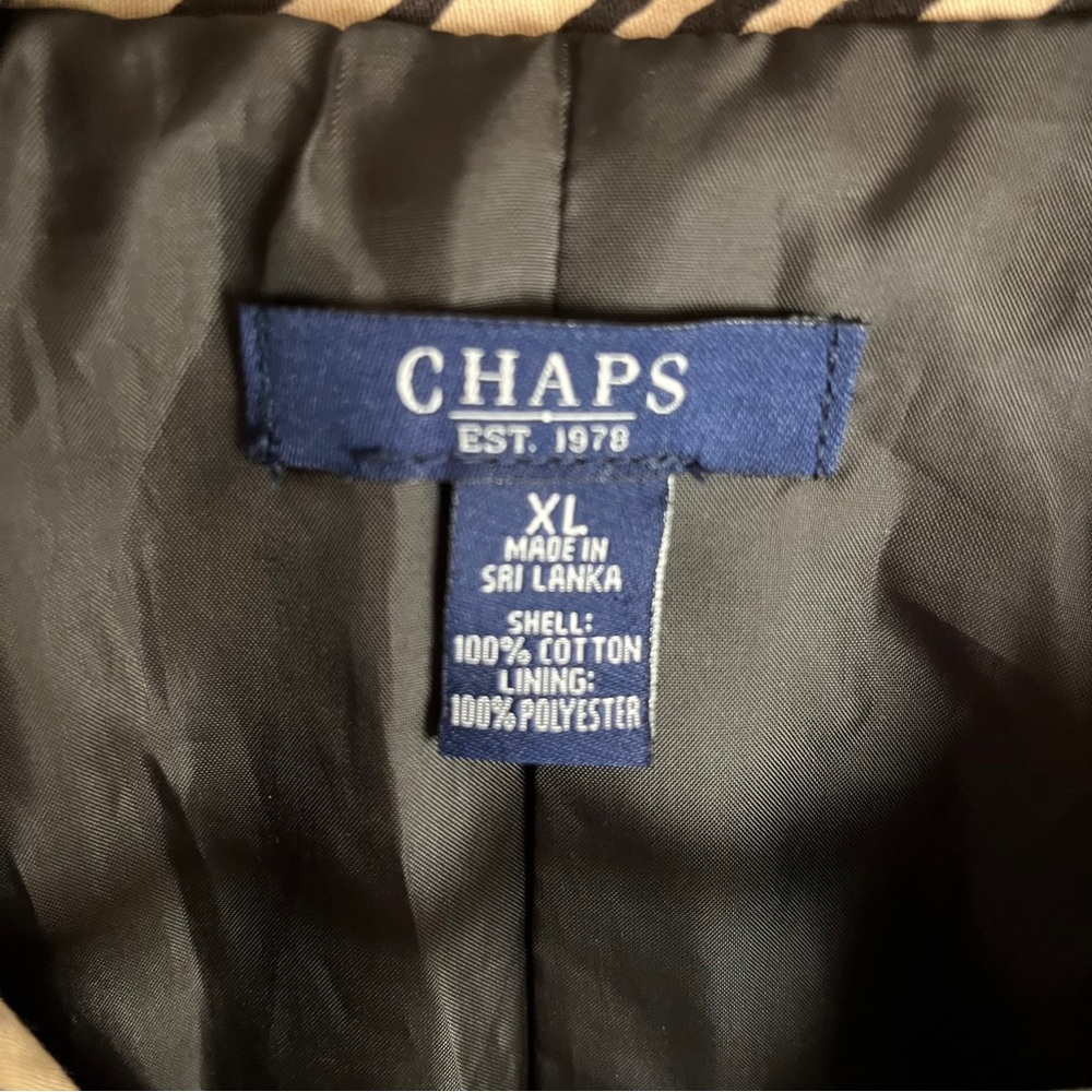 Vintage Chaps Black Tan Animal Zebra Print Trench Coat - Picture 12 of 14